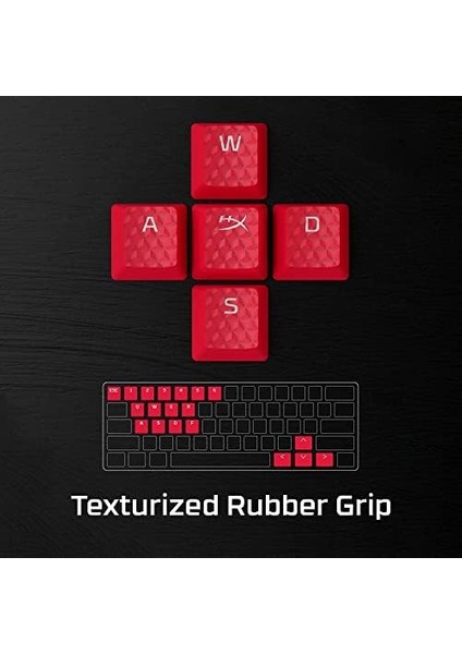 Hyperx Kauçuk Tuş Başlıkları - Oyun Aksesuar Seti, 19 Anahtar, Ingilizce (Abd) Düzeni, Kırmızı modelleri