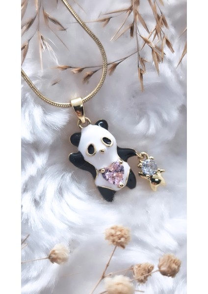 Panda Figürlü Çelik Kolye