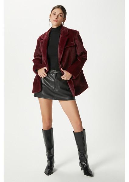 Kadın Tylor Bordo Suni Kürk Ceket fırsatları