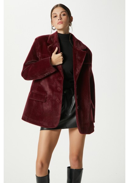 Kadın Tylor Bordo Suni Kürk Ceket indirimleri