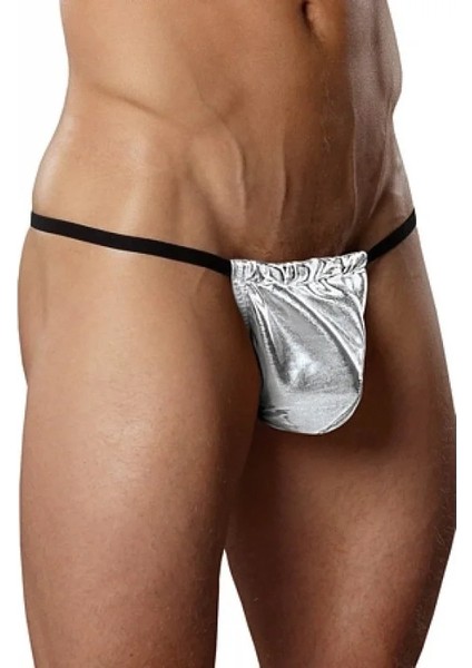 Fantazi Gümüş Renk Lame Erkek String-Tanga