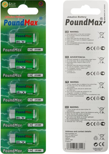 5 Adet 910A (Lr1) 1.5V Alkalin Pil