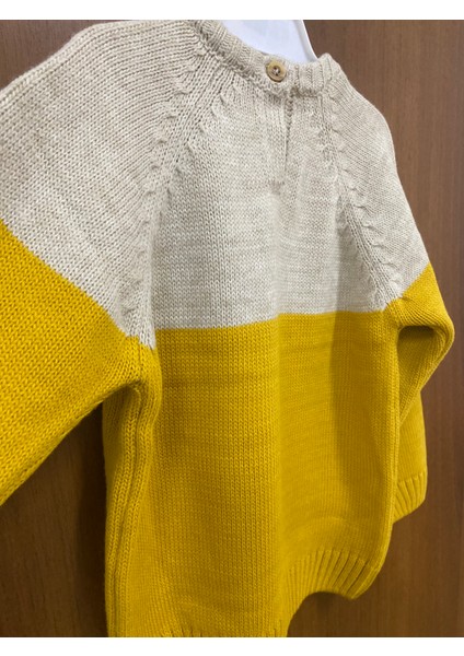 Kids Bisiklet Yaka Düğmeli Triko Kazak