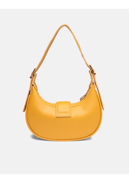 Bag Oval Charm Hardal Sarı Suni Deri Fermuarlı Baget Kadın Omuz Çantası Gizli Gözlü Askılı modelleri