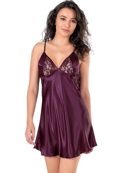 Mürdüm Kısa Saten Gecelik fiyatları