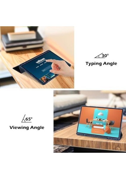 Galaxy Tab S9 Fe PLUS/S10 Plus/s9 Plus ile Uyumlu Kılıf Grafiti Şeffaf Kalem Bölmeli X610-16-810-18 X820 Lacivert modelleri