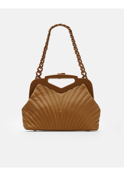 Bag Vivid Chain Taba Suni Deri Zincir Askılı Klips Kapamalı Kadın El ve Omuz Çantası fiyatları