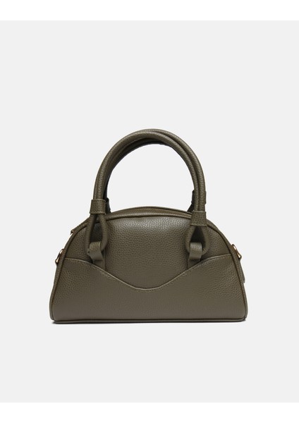 Bag Urban Knot Haki Suni Deri Fermuarlı Çok Gözlü Kadın Kol ve Askılı Omuz Çantası