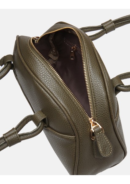 Bag Urban Knot Haki Suni Deri Fermuarlı Çok Gözlü Kadın Kol ve Askılı Omuz Çantası fırsatları