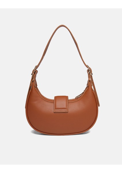 Bag Oval Charm Tabakahverengi Suni Deri Fermuarlı Baget Kadın Omuz Çantası Gizli Gözlü Askılı modelleri