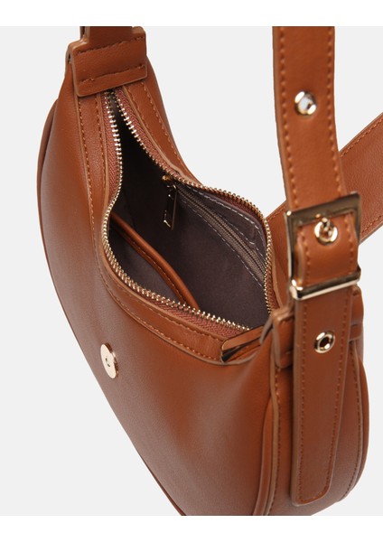 Bag Oval Charm Tabakahverengi Suni Deri Fermuarlı Baget Kadın Omuz Çantası Gizli Gözlü Askılı indirimleri