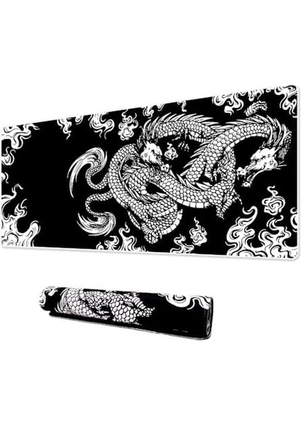 Pro - 10 Farklı Model Dikişli Kenar 90X40 cm Oyuncu Gaming Mouse Pad (Dragon Knot, 90X40 Cm) modelleri