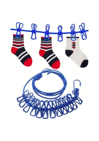 12 Adet Mandallı Taşınabilir Elastik Balkon Koridor Ev Koridor Yatak Odası Ofis Çamaşır Asma Ipi fiyatları