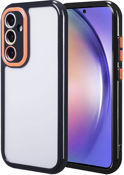 Galaxy A54 Kılıf Kamera Korumalı Renkli Kenar ve Çerçeve Tasarımlı Aden Vitamin Kapak-Siyah