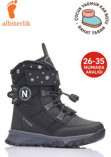 Kız Çocuk Kürklü Soğuk Geçirmez Suya Dayanıklı Termal Kaymaz Cırtlı Kar Botu Yağmur Botu