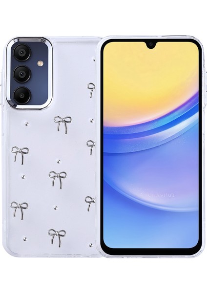 Galaxy A15 Kılıf Airbag Tasarımlı Simli Şeffaf Aden Kutup Kapak - Fiyonk