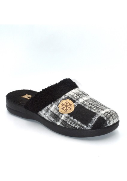 Erkek Siyah Kare Desenli Kışlık Keçe Ev Terliği fiyatları