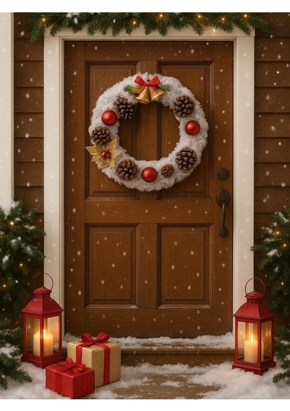 Işıltılı Noel Kapı-Duvar Süsü 38 Cm-Kış Masalı Kapı-Duvar Süsü 38 cm