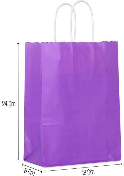 18*24*8 Mor Saplı Kağıt Çanta 24 Adet