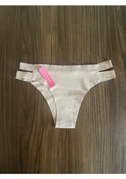 5 Adet 1 Paket Kahve Çift File Lastikli Lazer Kesim Brezilya Külot modelleri