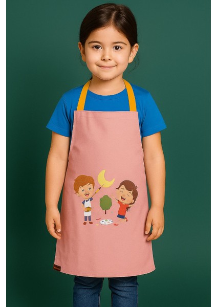 Çocuk Mutfak Önlüğü Etkinlik Önlüğü 4-12 Yaş Aktivite Önlüğü Pembe
