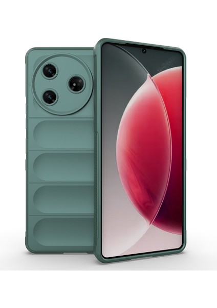 Tecno Spark 30 Pro Kılıf Esnek Tpu Oyuklu Arka Yüzey Tasarımlı Aden Etnik Silikon Kapak - Koyu Yeşil