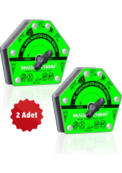 2 Adet Aç Kapa Özellikli 6 Açılı Kolay Temizlenebilen Güçlü Mıknatıslı Kaynak Tutucu Manyetik Kaynak Gönyesi