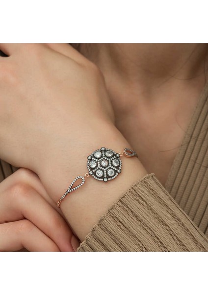 925 Ayar Gümüş Rose Elmas Montür Bileklik T5229 (802802) fiyatları