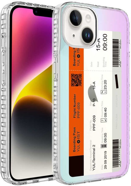 iPhone 14 Plus Uyumlu Airbag Kenarlı Renkli Desenli Silikon Aden Elegans Kapak-No1