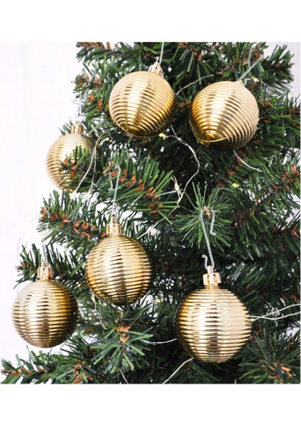 Yılbaşı Ağacı Süsü Hasır Modeli Şampanya Rengi 6 Adet 5 cm