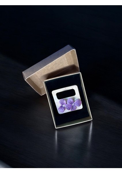 Muffyclay Özel Tasarım, Polimer Kil Mor Çiçekli Küpe - Amethyst Flora modelleri