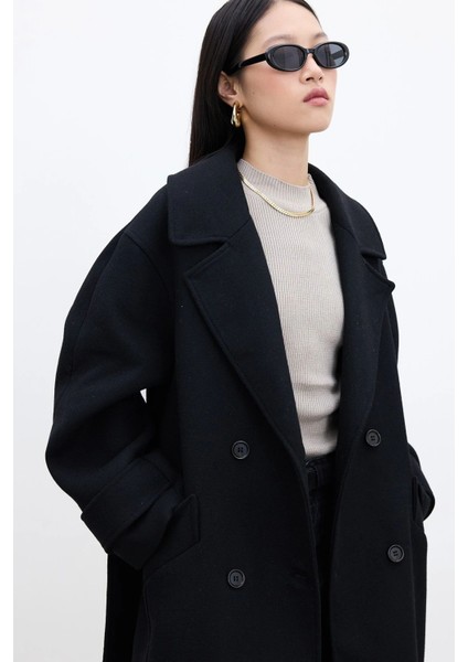 Kemerli Oversize Premium Kadın Kaşe Kaban indirimleri