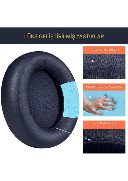 Anker Soundcore Life Için Q30 Q30BT ve Q35 ile Uyumlu Suni Deri Kulaklık Pedi Hafızalı Yüksek Kaliteli Materyal Kulaklık Süngeri Mavi indirimleri