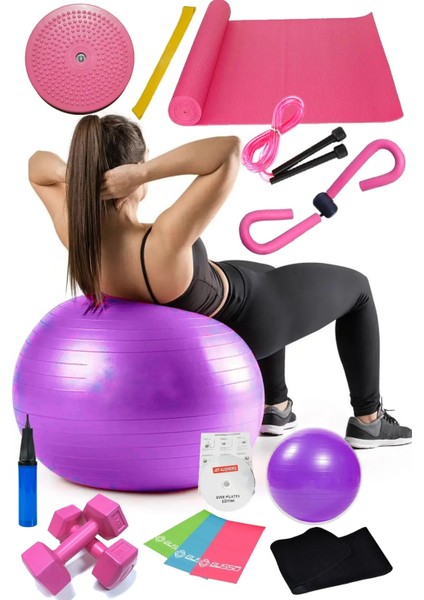 15 Li Pilates Seti Topu Pilates Bandı Dambıl Minder Atlama Ipi Twister Aerobik Kemer Kelebek fırsatları