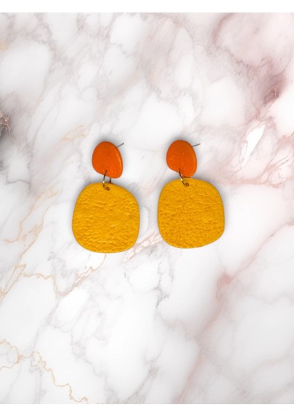 Muffyclay Özel Tasarım, Polimer Kil Sallantılı Sarı Küpe - Sunflare modelleri