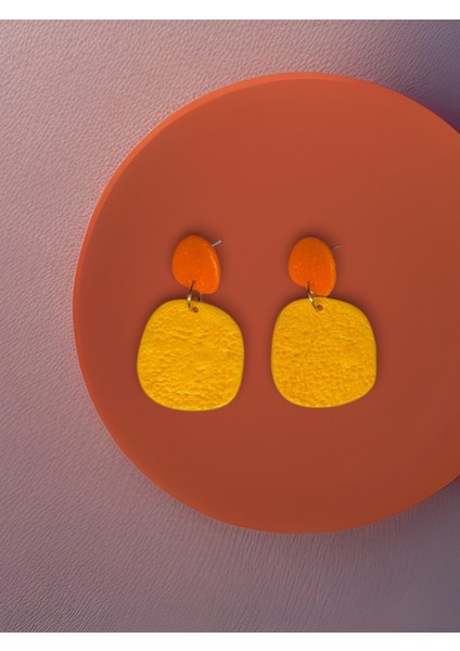 Muffyclay Özel Tasarım, Polimer Kil Sallantılı Sarı Küpe - Sunflare indirimleri