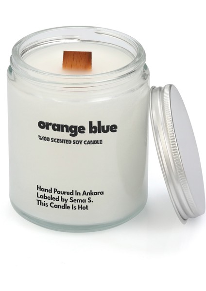 : Orange Blue : Cam Kavanozda Kokulu %100 Soya Mum (Şampanya Aroması, Fesleğen, Limon, Turunç) fırsatları