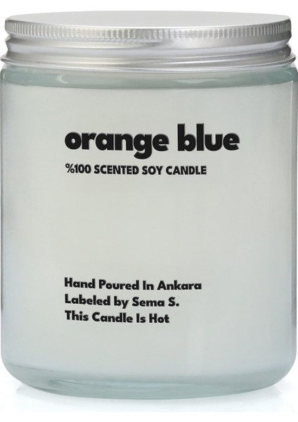 : Orange Blue : Cam Kavanozda Kokulu %100 Soya Mum (Şampanya Aroması, Fesleğen, Limon, Turunç) indirimleri