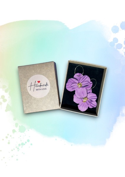 Muffyclay Özel Tasarım, Polimer Kil Mor Halka Çiçek Küpe - Purple Petals fırsatları
