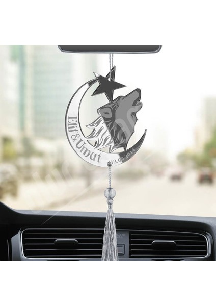 Kişiye Özel Tarihli Bozkurt Pleksi Araba Dikiz Aynası Süsü