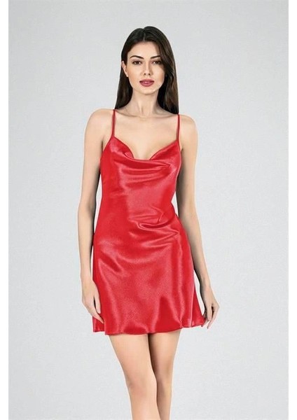 Kısa Gecelik Degaje Kırmızı 7740