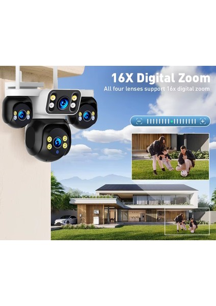ES-5804 128GB 8MP 4 Kameralı Wifi 16X Zoom HiEasy Gece Görüş Çift Yönlü Ses Uzaktan İzleme Kişi Takibi Türkçe