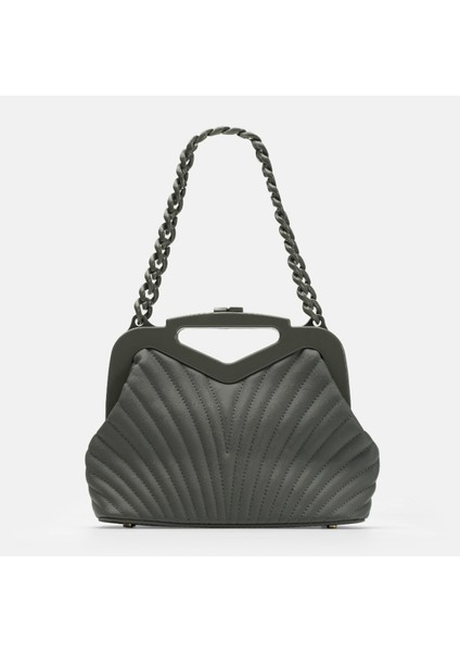 Bag Vivid Chain Gri Suni Deri Zincir Askılı Klips Kapamalı Kadın El ve Omuz Çantası fiyatları