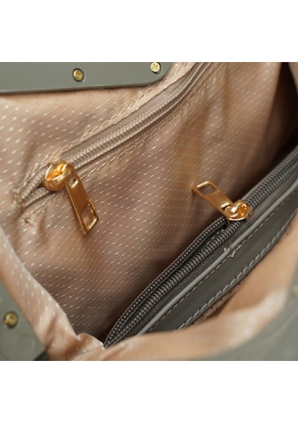 Bag Vivid Chain Gri Suni Deri Zincir Askılı Klips Kapamalı Kadın El ve Omuz Çantası fırsatları