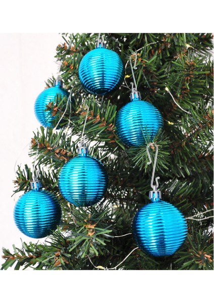 Yılbaşı Ağacı Süsü Hasır Modeli Mavi Renk 6 Adet 5 cm
