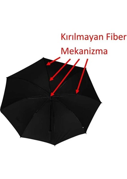 8 Sert Plastik Tel Siyah Protokol Şemsiyesi 95 cm Sırt Askılı Kılıflı modelleri