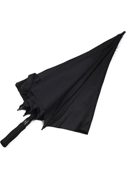 8 Sert Plastik Tel Siyah Protokol Şemsiyesi 95 cm Sırt Askılı Kılıflı
