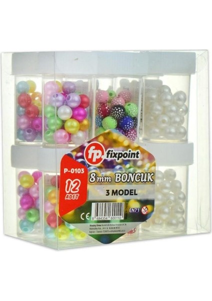 Fixpoint Boncuk 8mm 3 Model Mix P-0103 12'li Paket