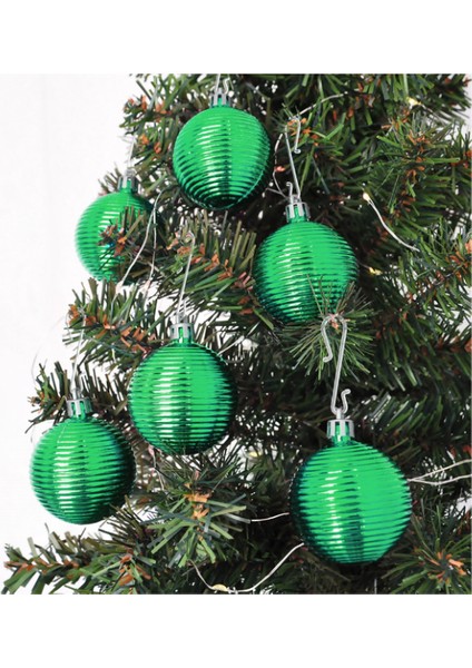 Yılbaşı Ağacı Süsü Hasır Modeli Yeşil Renk 6 Adet 5 cm