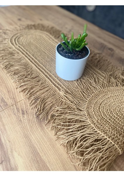 El Örgüsü Kağıt Ip Runner | Doğal Masa Örtüsü | Rustik & Bohem Dekoratif Masa Aksesuarı modelleri